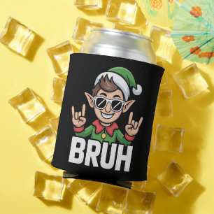 Rock n Roll Elf Bruh Funny Saying Meme Christmas  Can Cooler