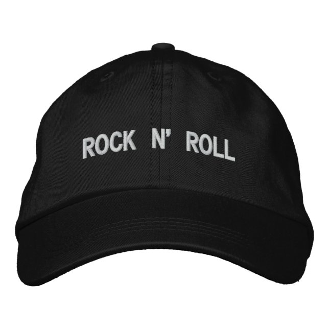 ROCK N' ROLL EMBROIDERED BASEBALL HAT (Front)