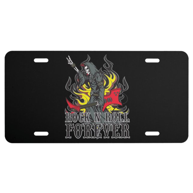Rock N Roll Forever Grim Reaper License Plate (Front)