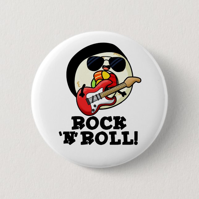 Rock n Roll Funny Sushi Roll Pun Button (Front)