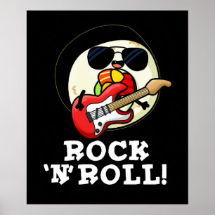 Rock n Roll Funny Sushi Roll Pun Dark BG Poster