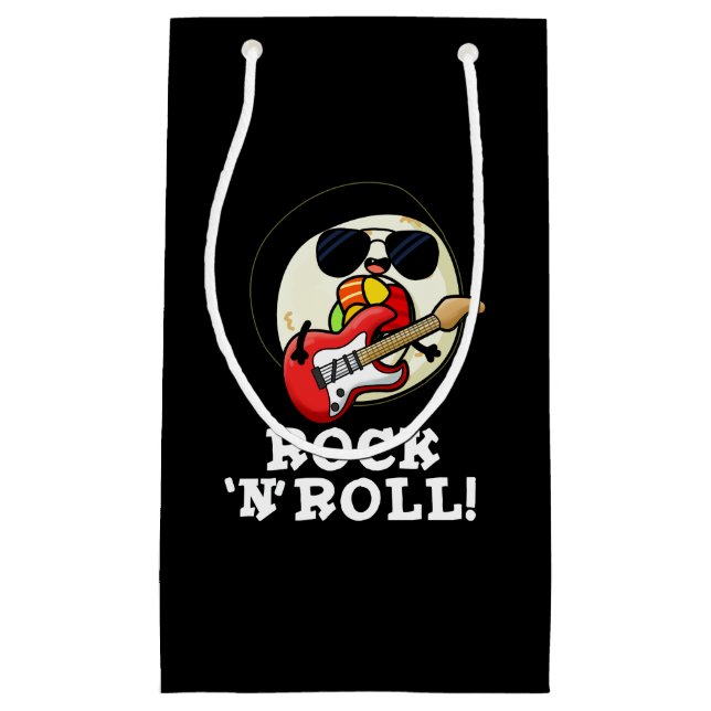 Rock n Roll Funny Sushi Roll Pun Dark BG Small Gift Bag (Front)