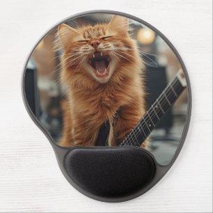 Rock N Roll Ginger Guitar Cat Rockstar Gel Mouse Pad