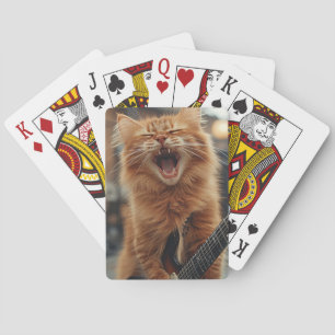 Rock N Roll Ginger Guitar Cat Rockstar Poker Cards