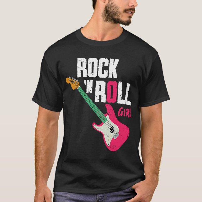 Rock N Roll Girl Guitar T-Shirt (Front)