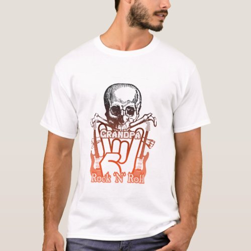 Rock N Roll Grandpa Black and Orange Music Band T_Shirt