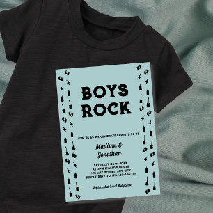 Rock N Roll Guitar Baby Boy Shower Invitation