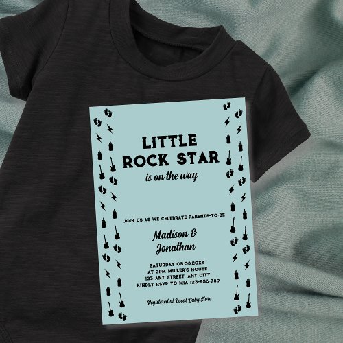  Rock N Roll Guitar Baby Boy Shower Rock Star Invitation