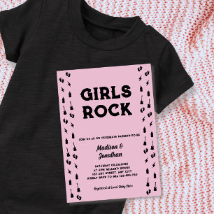 Rock N Roll Guitar Baby Girl Shower Invitation