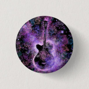Rock N Roll Guitar Button - Hot Rock Music