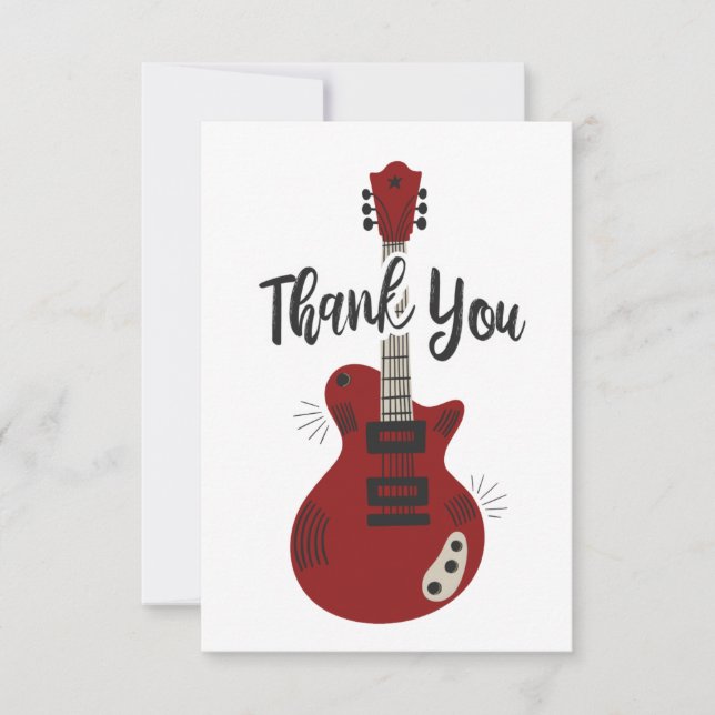 Rock N Roll Guitar Flat Thank You Card (Front)