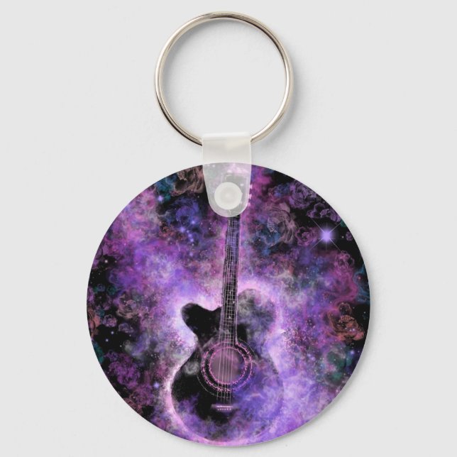 Rock N Roll Guitar Keychain Modern Musical Gift (Front)