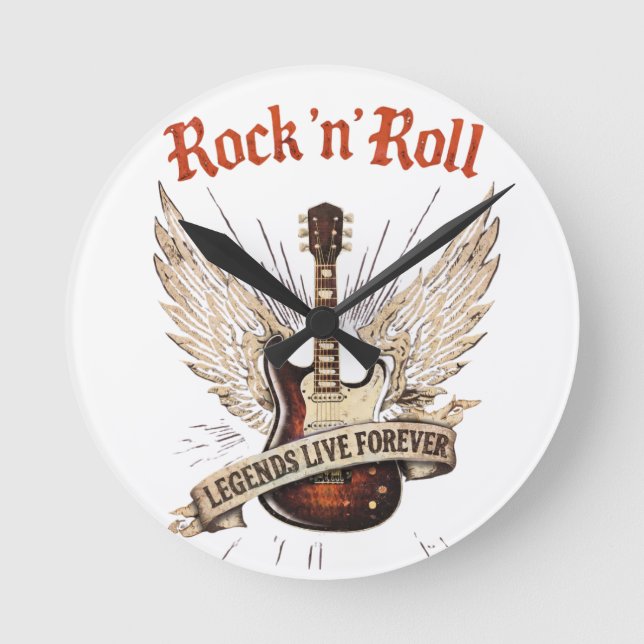 Rock n roll guitar legends live forever clock (Front)