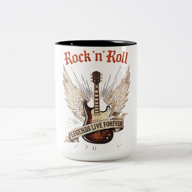Rock n roll guitar legends live forever coffee mug (Center)