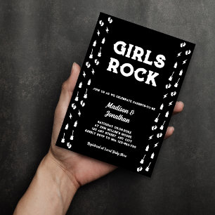 Rock N Roll Guitar Music Edgy Girl Baby Shower  Invitation