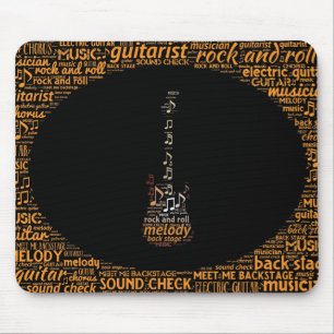 Rock n Roll Guitar Player Word Art Mouse Pad