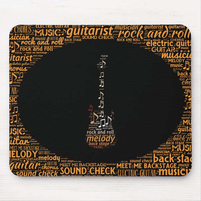 Rock n Roll Guitar Player Word Art Mouse Pad (Front)