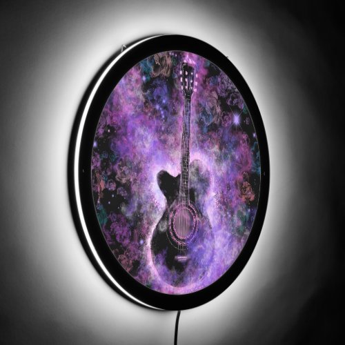 Rock N Roll Guitar Purple LED Sign Musical Gift