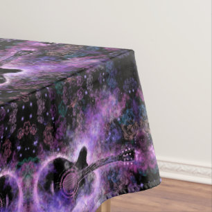 Rock N Roll Guitar Purple Tablecloth Rock Music