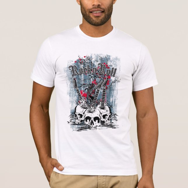 Rock n Roll, Guitar Skulls, Men's T-Shirt (Front)