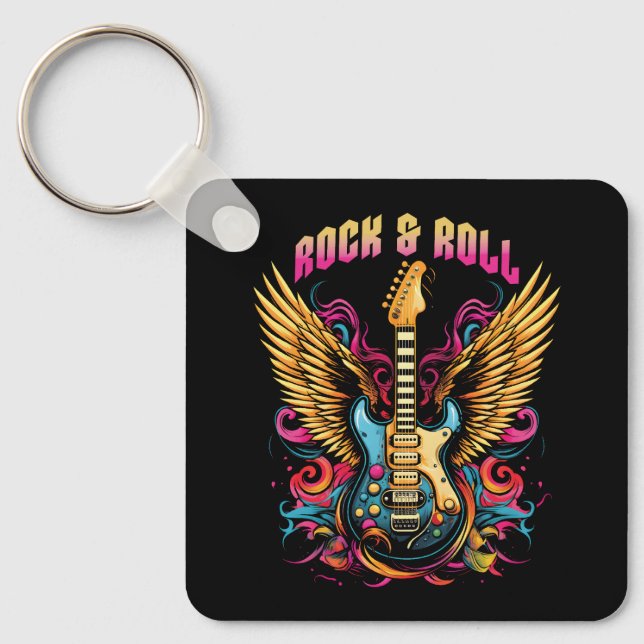 Rock n Roll Guitar wings Keychain (Front)