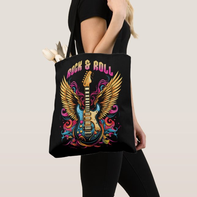 Rock n Roll Guitar wings Tote Bag (Close Up)