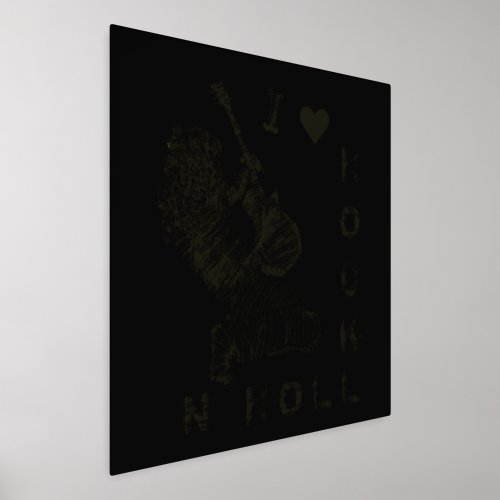 Rock N Roll Guitarist Black Gold Foil Prints