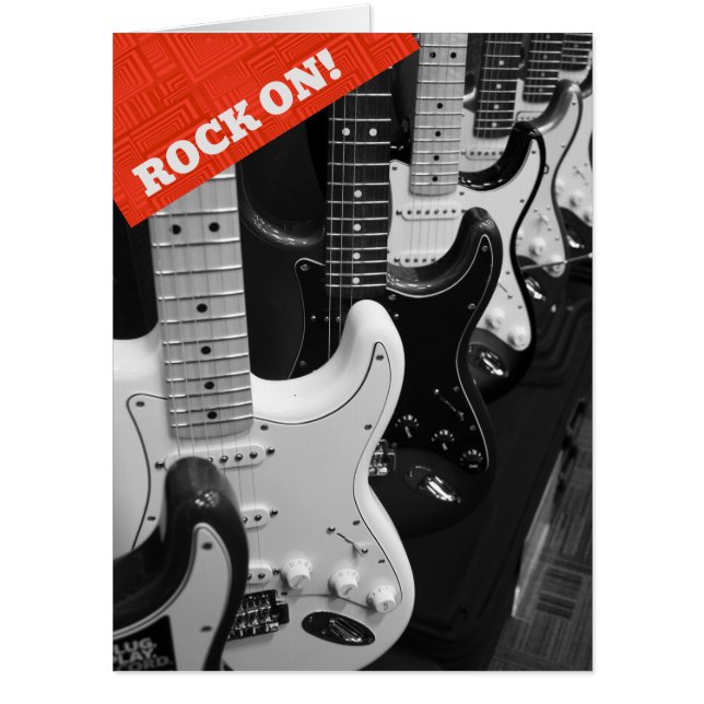 ROCK N ROLL GUITARS BIRTHDAY BIG greeting CARD (Front)