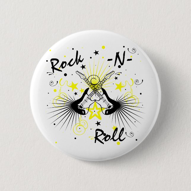 Rock n Roll Guitars Pinback Button (Front)