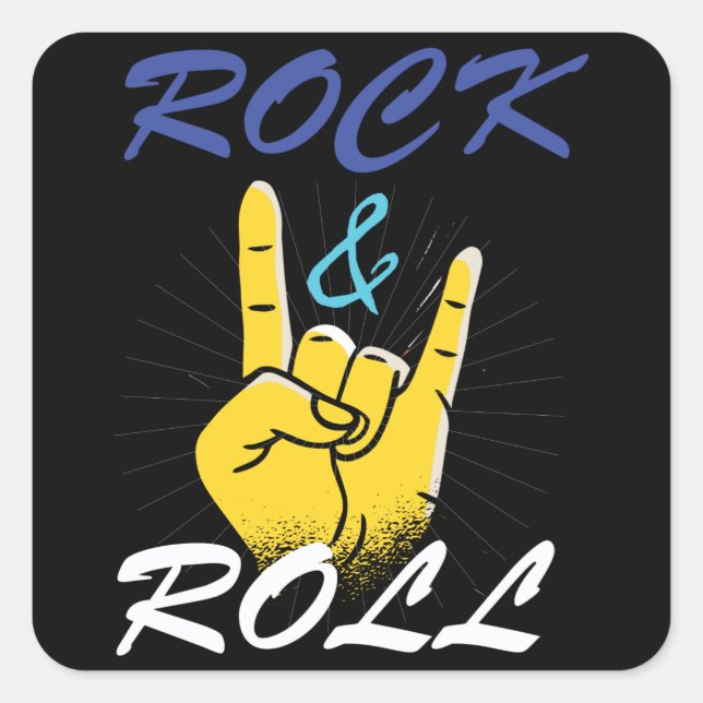 Rock N Roll Hand Sign Square Sticker (Front)