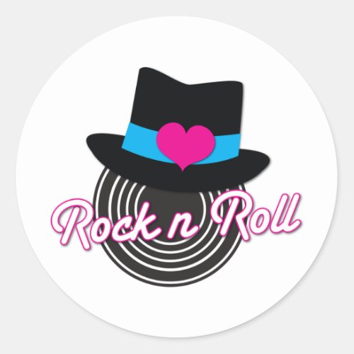 Rock n Roll hat Classic Round Sticker