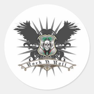 Rock n Roll Heraldry Classic Round Sticker