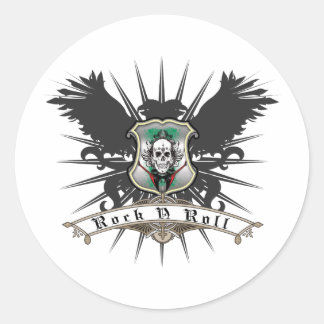Rock n Roll Heraldry Classic Round Sticker