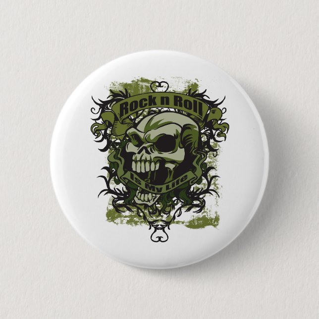 Rock n Roll is my Life Skull Button (Front)