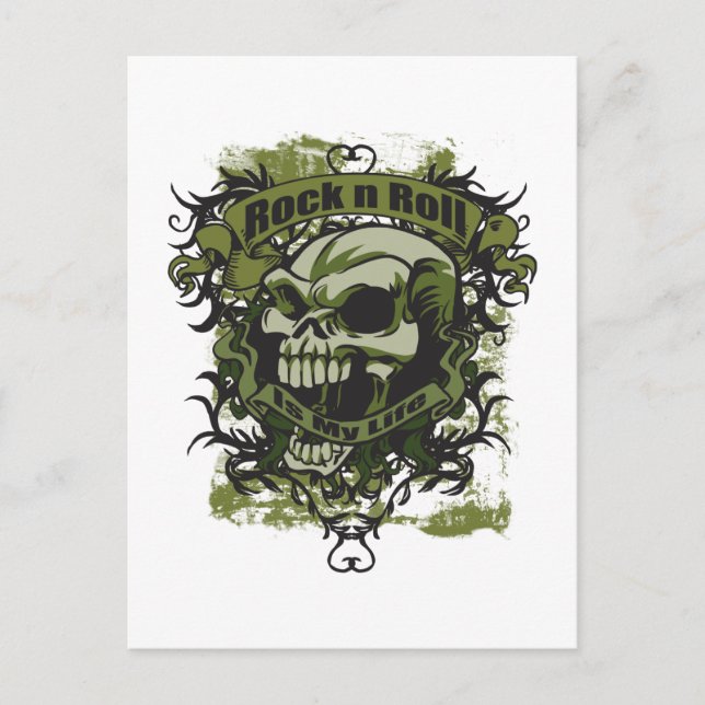 Rock n Roll is my Life Skull Postcard (Front)