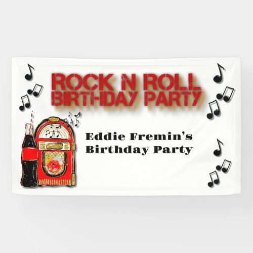 Rock n Roll Jukebox Birthday Party  Banner