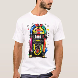 Rock N Roll Jukebox Colorful Retro Art T-Shirt