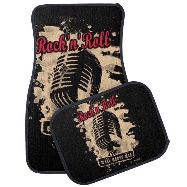 Rock-n-Roll Microphone - red Car Floor Mat (Set)