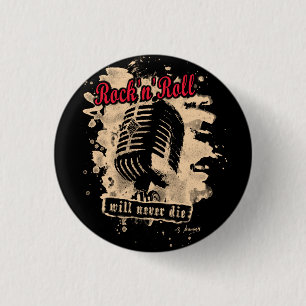 Rock-n-Roll Microphone - red Pinback Button
