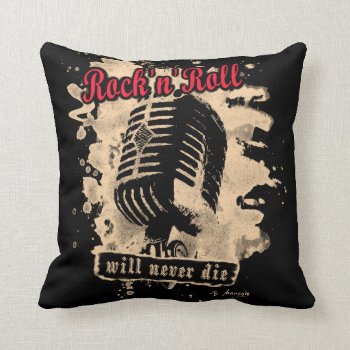 Rock-n-roll Microphone - Red Throw Pillow by andersARTshop at Zazzle