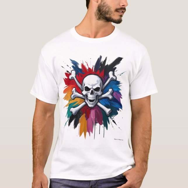 Rock 'n' Roll Mural Skull T-Shirt (Front)