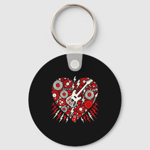Rock N Roll Music Heart Valentine Rock Music Women Keychain