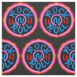 Rock n Roll Music Neon Sign Look Fabric Print
