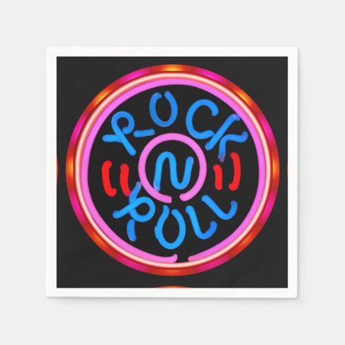 Rock n Roll Music Neon Sign Look Party Napkins