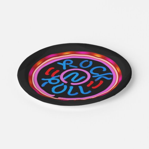 Rock n Roll Music Neon Sign Look Party Plates