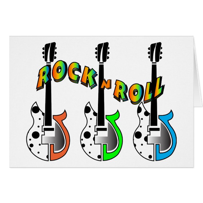 Rock N Roll Neon Electric Guitar Music Greeting Card