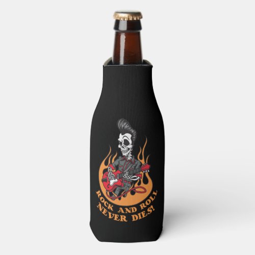 Rock n Roll Never Dies Skull Can or Bottle Cooler