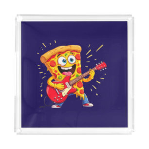 **Rock ’n’ Roll Pizza – Funny Guitar-Playing Slice Acrylic Tray