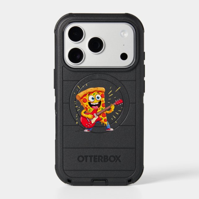**Rock ’n’ Roll Pizza – Funny Guitar-Playing Slice Otterbox iPhone Case (Back)