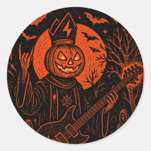 Rock ’N Roll Pumpkin Guitar Sticker